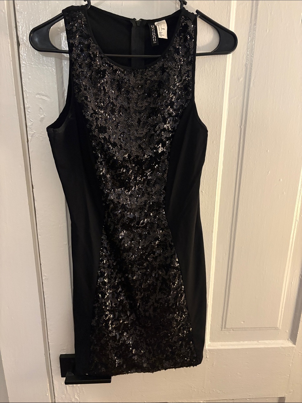 Divided Black Sequin Panel Sleeveless Mini Dress